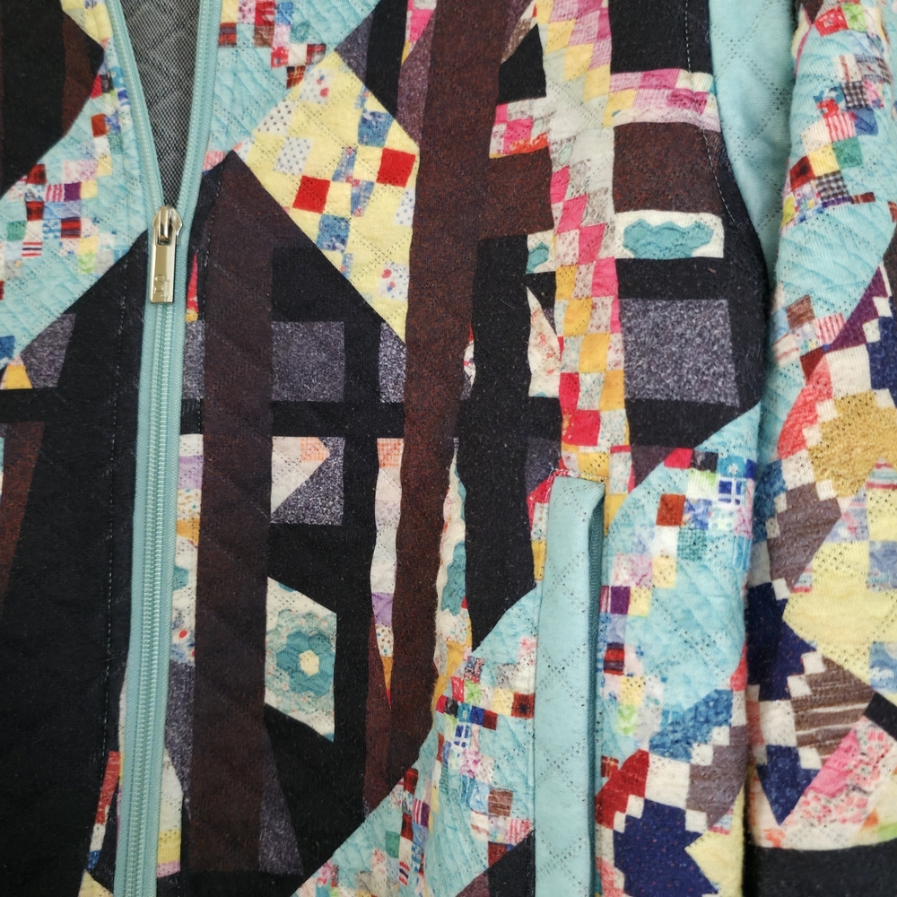 Rare Vintage Patchwork Quilted Jacket Convertible… - image 3